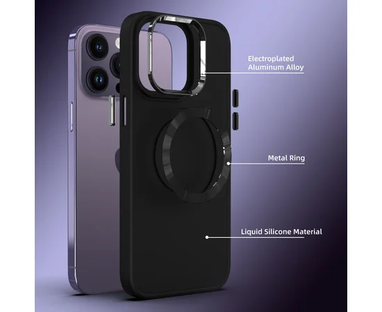 TPU чехол Bonbon Metal Style with MagSafe для Apple iPhone 15 (6.1") Черный / Black