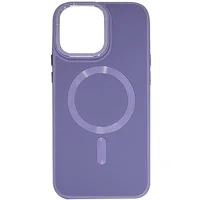 Шкіряний чохол Bonbon Leather Metal Style with MagSafe Apple iPhone 15 (6.1") Сірий / Lavender