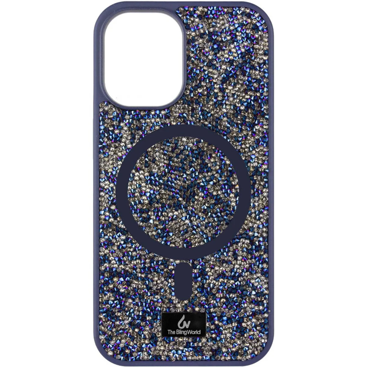 TPU чехол Bling World Rock Diamond with MagSafe для Apple iPhone 15 (6.1") Navy Blue