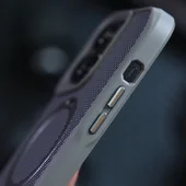 TPU+PC чохол Metal Buttons with MagSafe Carbon Ring для Apple iPhone 15 (6.1") Сірий