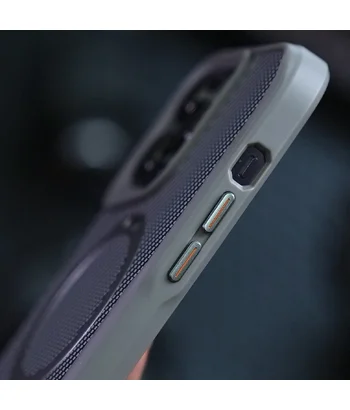 TPU+PC чохол Metal Buttons with MagSafe Carbon Ring для Apple iPhone 15 (6.1") Сірий
