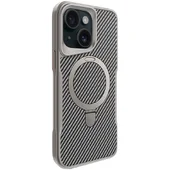 TPU+PC чохол Metal Buttons with MagSafe Carbon Ring для Apple iPhone 15 (6.1") Сірий