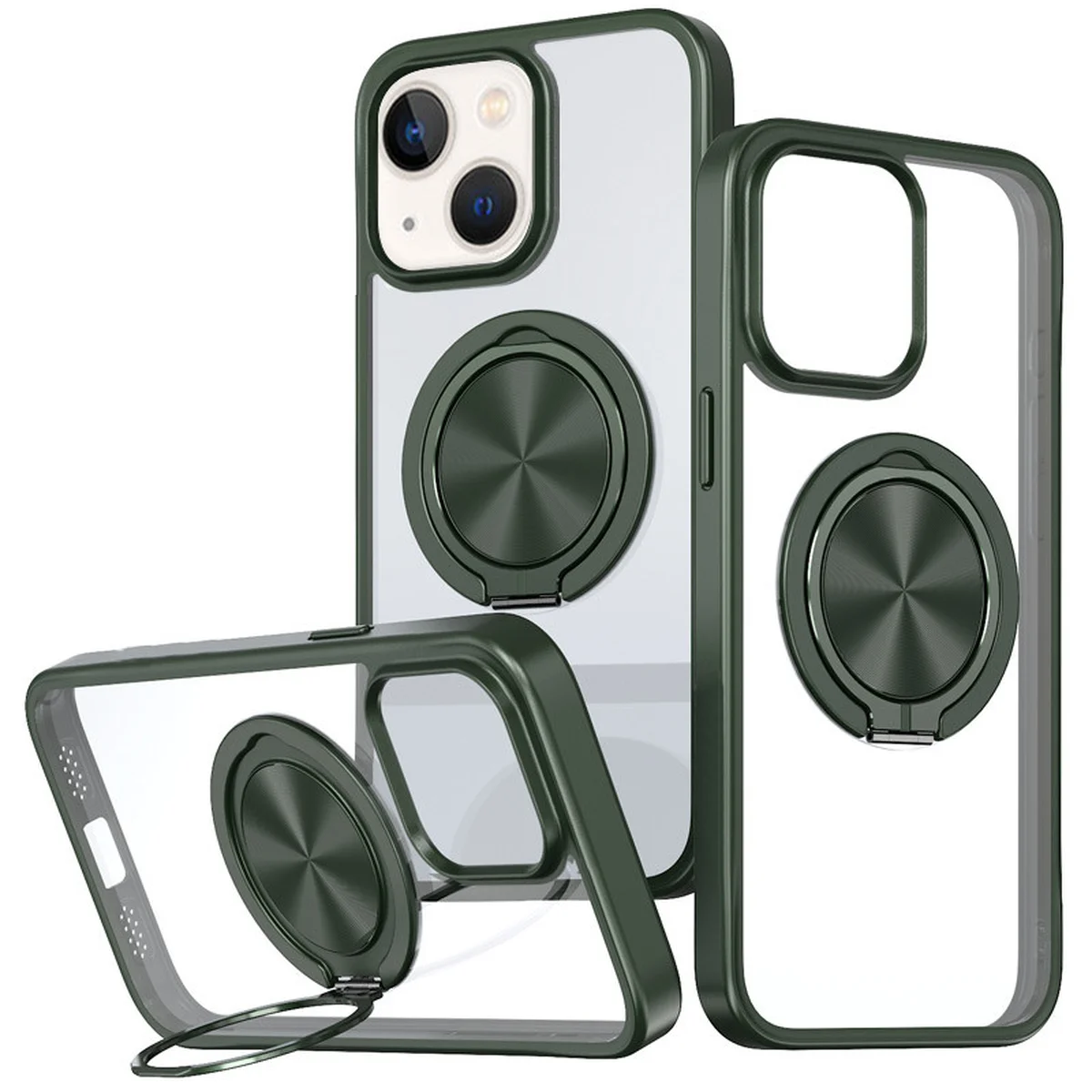 TPU+PC чехол Metal Ring with MagSafe для Apple iPhone 15 (6.1") Зеленый