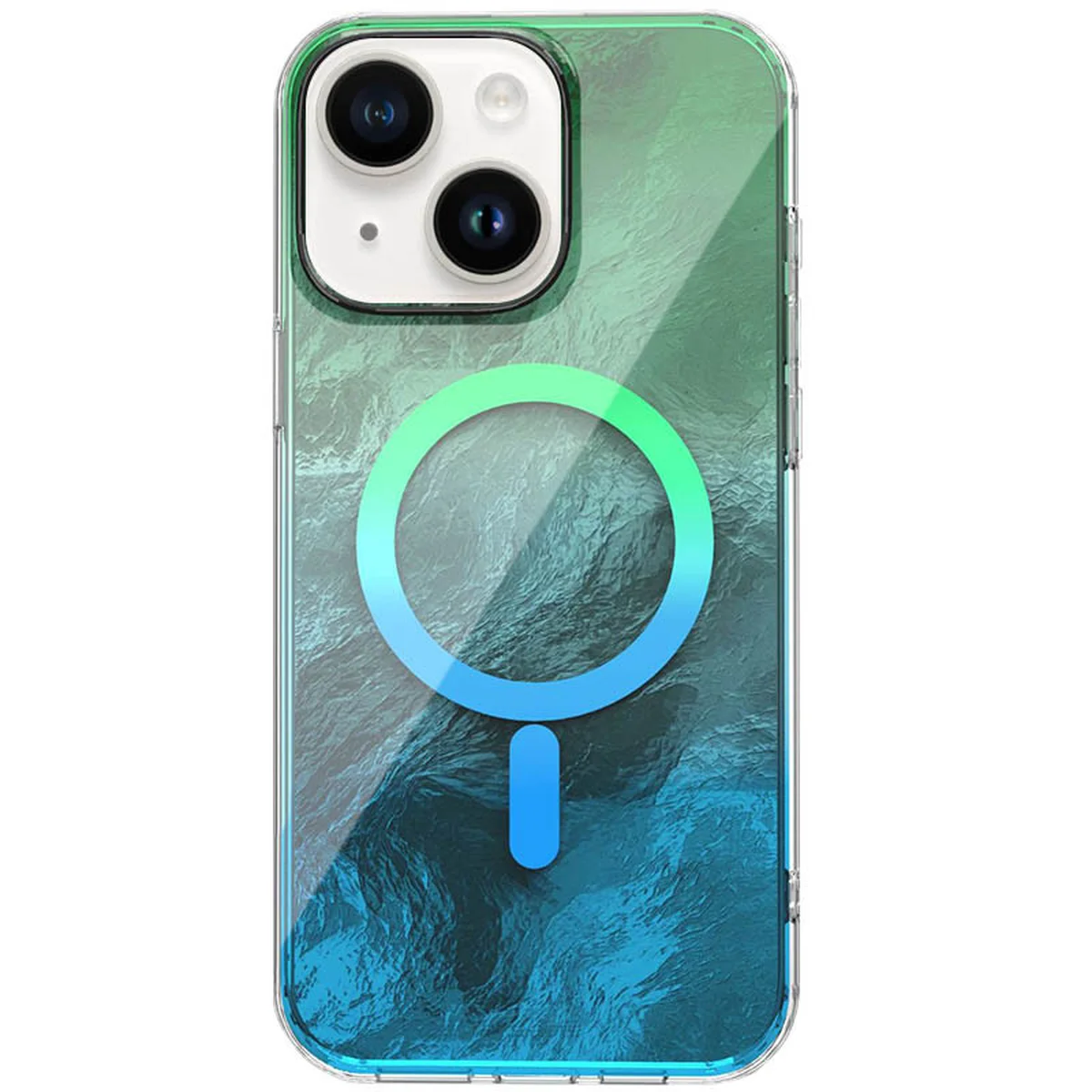 Чехол TPU Shiny Mountain (MagFit) для Apple iPhone 15 (6.1") Green / Blue