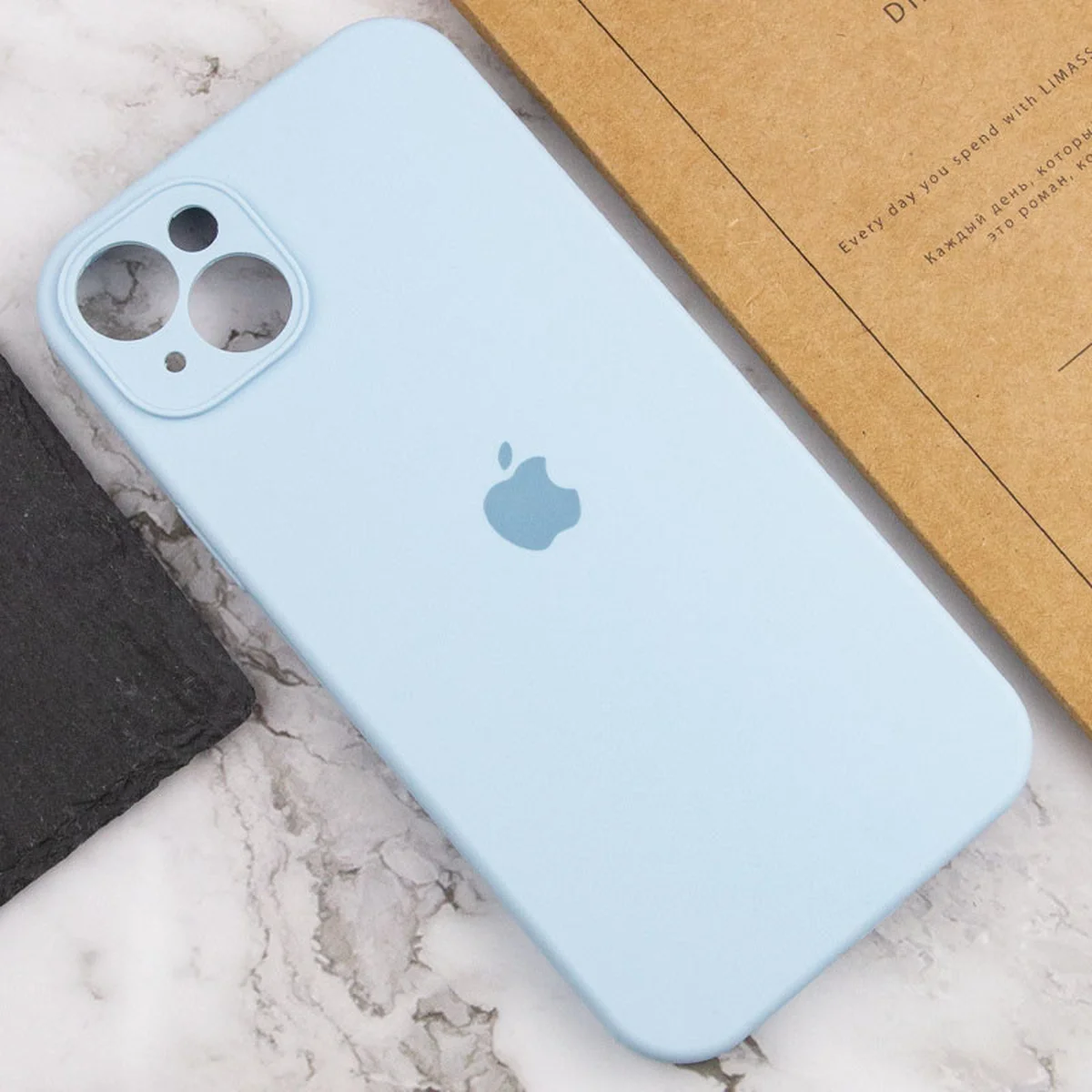 Чехол Silicone Case Full Camera Protective (AA) для Apple iPhone 15 (6.1") Голубой / Sweet Blue