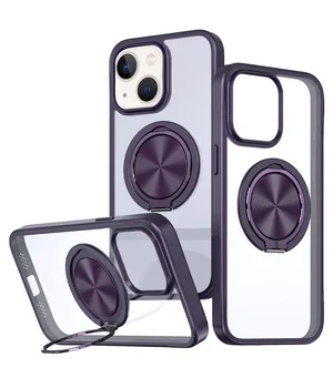 TPU+PC чехол Metal Ring with MagSafe для Apple iPhone 15 (6.1") Темно-фиолетовый