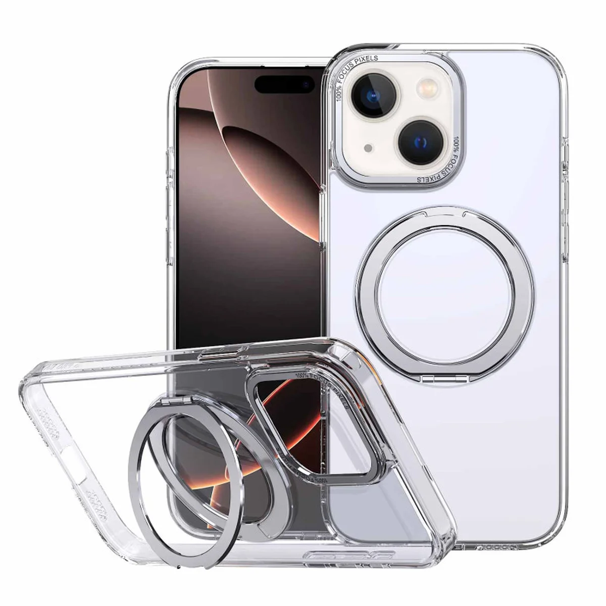 Чехол TPU+PC Empire with MagSafe and Ring для Apple iPhone 15 (6.1") Clear