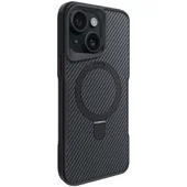 TPU+PC чехол Metal Buttons with MagSafe Carbon Ring для Apple iPhone 15 (6.1") Черный
