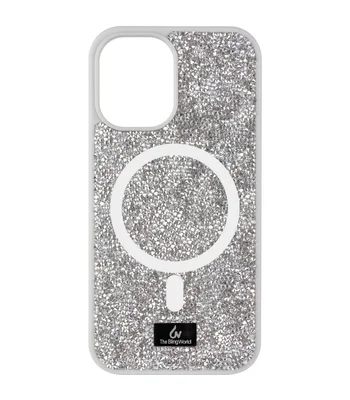 TPU чехол Bling World Rock Diamond with MagSafe для Apple iPhone 15 (6.1") Silver