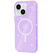 Чехол TPU Galaxy Sparkle (MagFit) для Apple iPhone 15 (6.1") Purple+Glitter