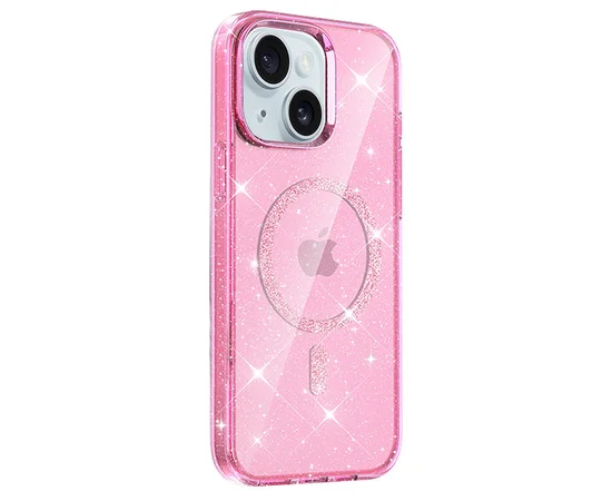Чехол TPU Eclipse Sparkle (MagFit) для Apple iPhone 15 (6.1") Pink