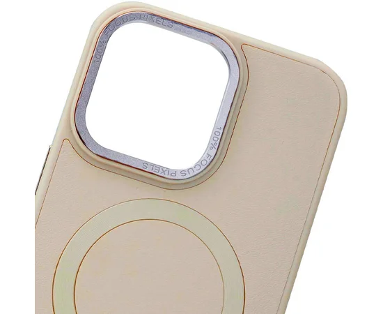 Кожаный чехол Bonbon Leather Metal Style with MagSafe для Apple iPhone 15 (6.1") Розовый / Light pink