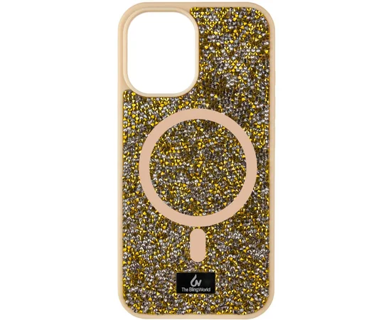 TPU чохол Bling World Rock Diamond with MagSafe для Apple iPhone 15 (6.1") Gold