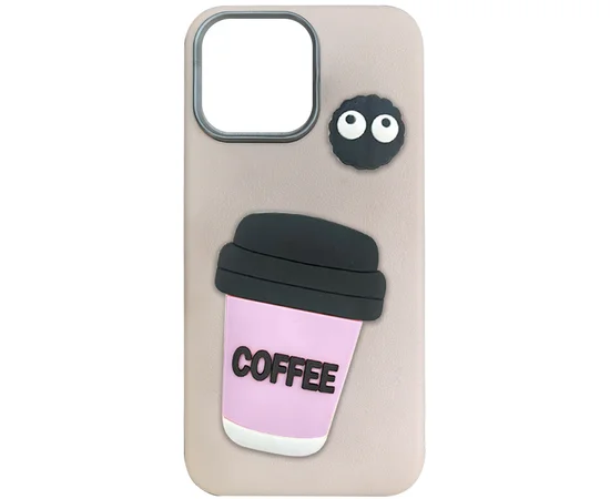 Чохол TPU Leather Toys для Apple iPhone 15 (6.1") Coffee / Pink