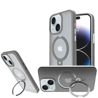 TPU+PC чохол Metal Buttons with MagSafe Colorful HQ Ring для Apple iPhone 15 (6.1") Grey