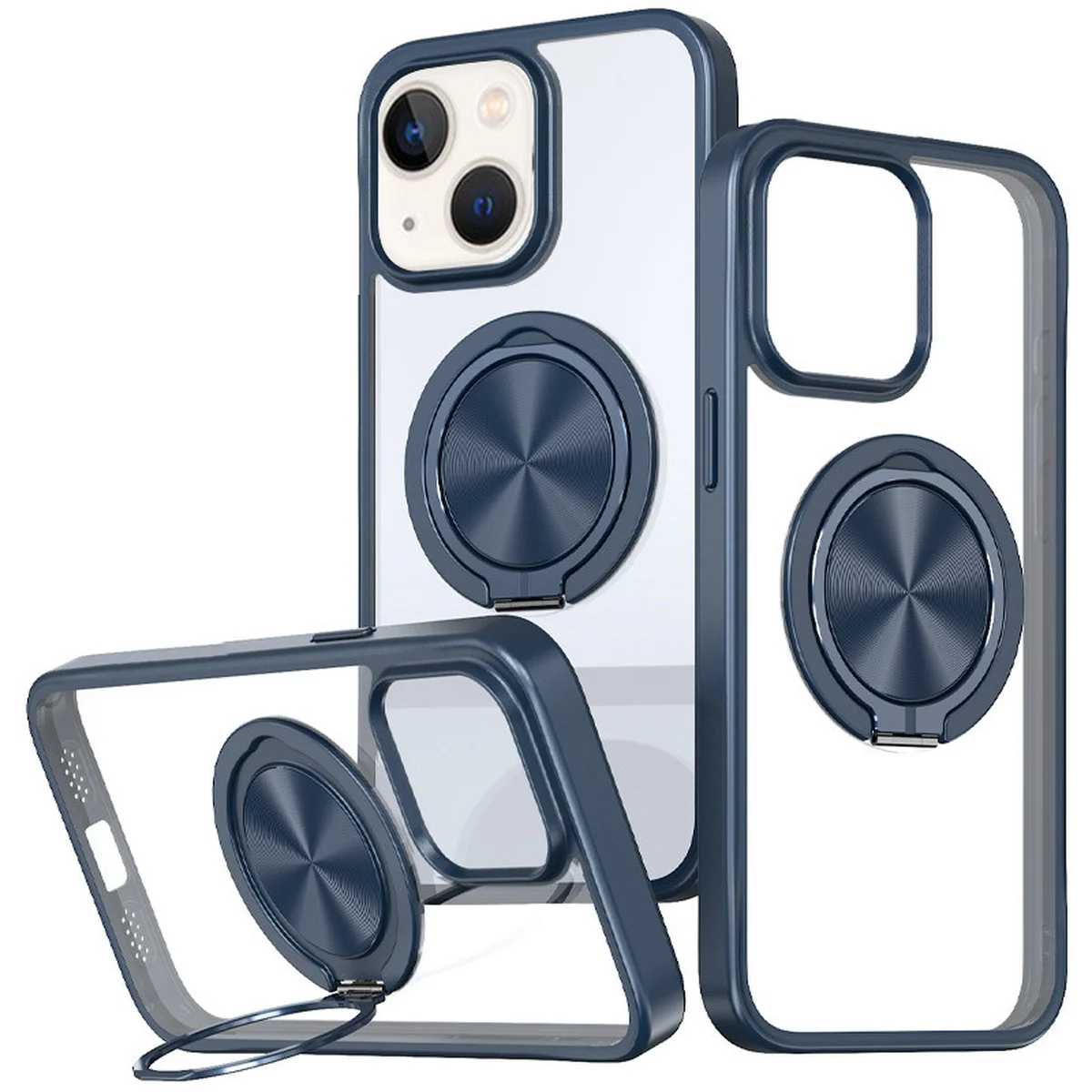 TPU+PC чехол Metal Ring with MagSafe для Apple iPhone 15 (6.1") Синий