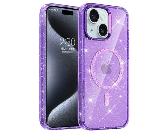 Чохол TPU Eclipse Sparkle (MagFit) для Apple iPhone 15 (6.1") Purple