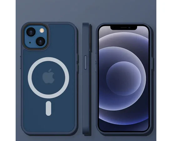 TPU+PC чехол Metal Buttons with MagSafe Colorful для Apple iPhone 15 (6.1") Синий