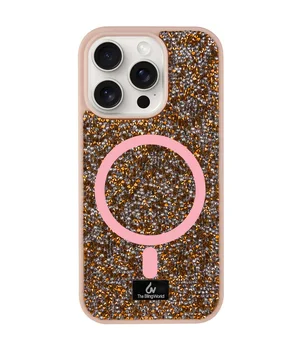 TPU чехол Bling World Rock Diamond with MagSafe для Apple iPhone 15 (6.1") Rose Gold