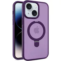 TPU+PC чехол Metal Buttons with MagSafe Colorful HQ Ring для Apple iPhone 15 (6.1") Purple