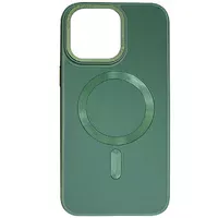 Шкіряний чохол Bonbon Leather Metal Style with MagSafe Apple iPhone 15 (6.1") Зелений / Pine green