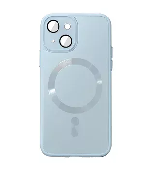 Чехол TPU+Glass Sapphire Midnight with MagSafe для Apple iPhone 15 (6.1") Голубой / Blue