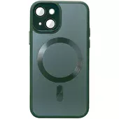 Чохол TPU+Glass Sapphire Midnight with MagSafe для Apple iPhone 15 (6.1") Зелений / Forest green