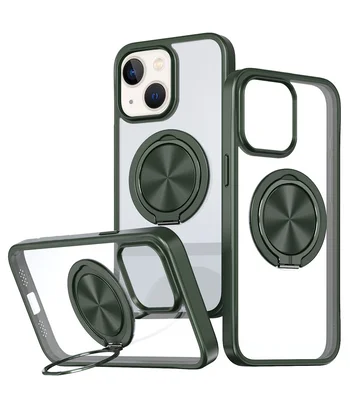 TPU+PC чохол Metal Ring with MagSafe для Apple iPhone 15 (6.1") Зелений