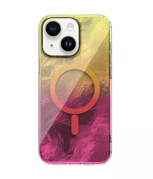 Чехол TPU Shiny Mountain (MagFit) для Apple iPhone 15 (6.1") Yellow / Pink