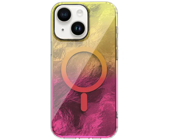 Чохол TPU Shiny Mountain (MagFit) для Apple iPhone 15 (6.1") Yellow / Pink