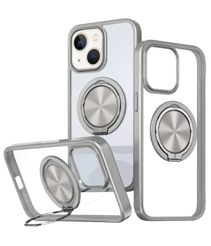 TPU+PC чохол Metal Ring with MagSafe для Apple iPhone 15 (6.1") Сірий