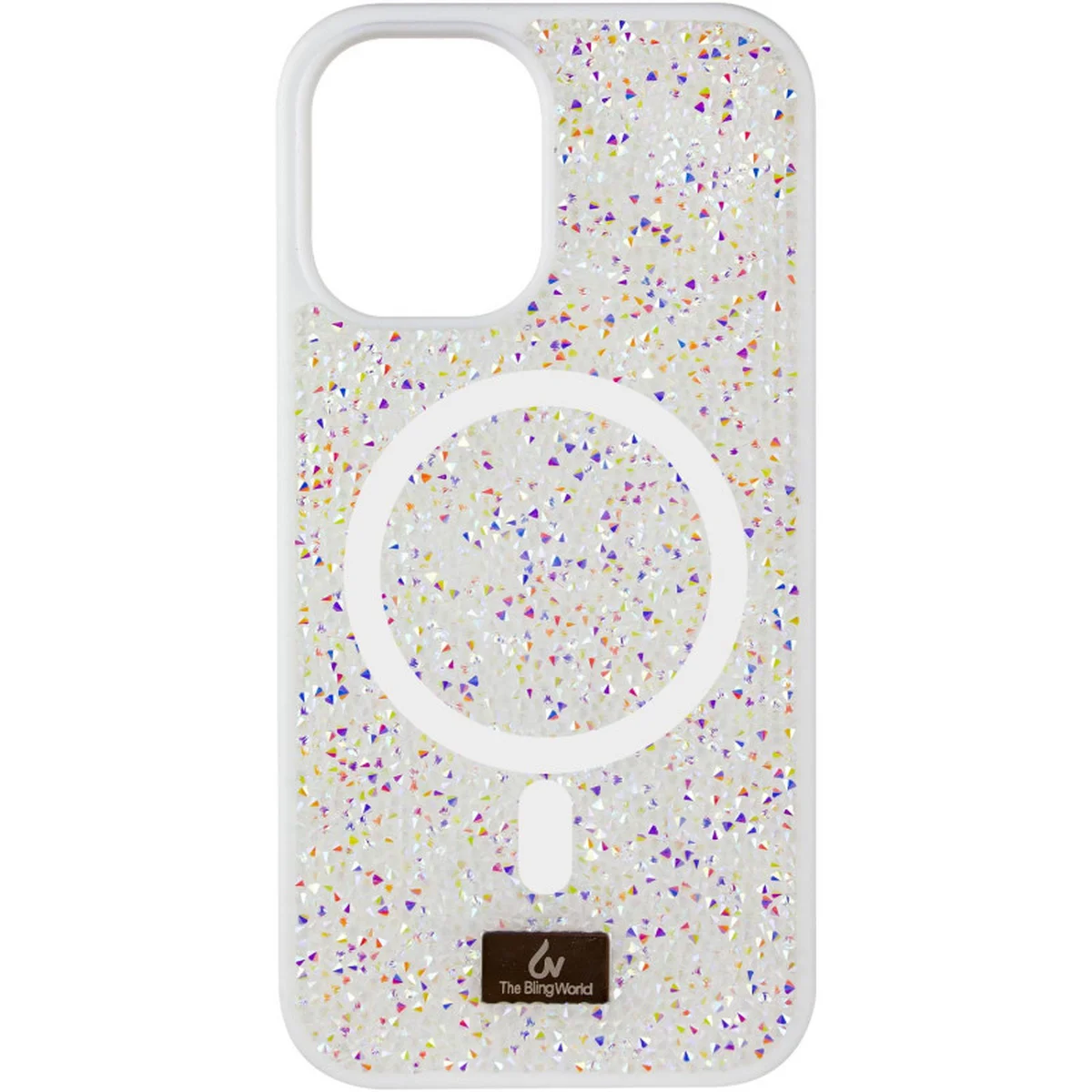 TPU чехол Bling World Rock Diamond with MagSafe для Apple iPhone 15 (6.1") White