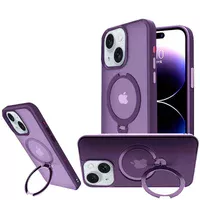 TPU+PC чехол Metal Buttons with MagSafe Colorful HQ Ring для Apple iPhone 15 (6.1") Purple