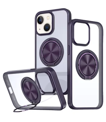 TPU+PC чохол Metal Ring with MagSafe для Apple iPhone 15 (6.1") Темно-фіолетовий