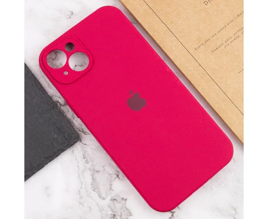 Чехол Silicone Case Full Camera Protective (AA) для Apple iPhone 15 (6.1") Красный / Rose Red
