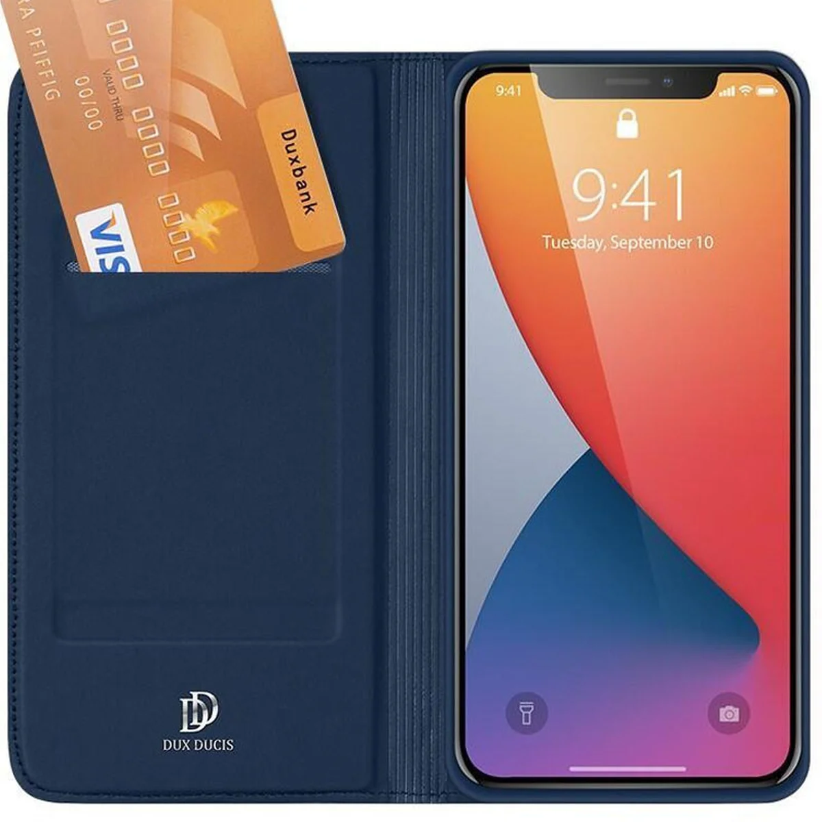Чехол-книжка Dux Ducis с карманом для визиток для Apple iPhone 15 (6.1") Синий