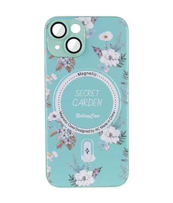 TPU+PC чохол Secret Garden with MagSafe для Apple iPhone 15 (6.1") Mint
