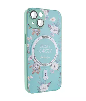 TPU+PC чохол Secret Garden with MagSafe для Apple iPhone 15 (6.1") Mint