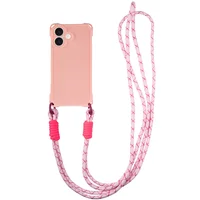 Чехол TPU CrossBody with straps для Apple iPhone 16 Plus (6.7") Pink