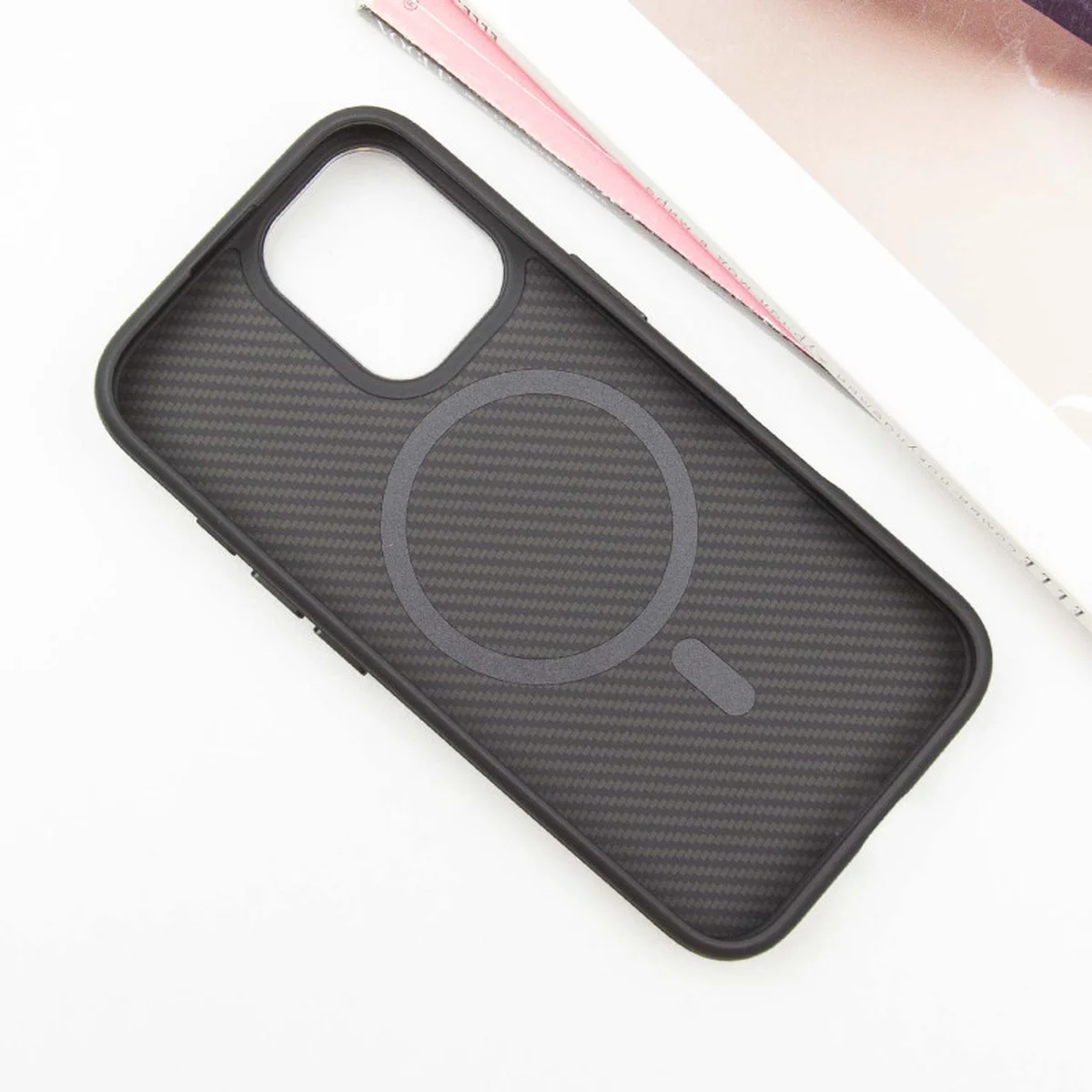 Чехол TPU+PC Carbon with MagSafe для Apple iPhone 16 Plus (6.7") Black