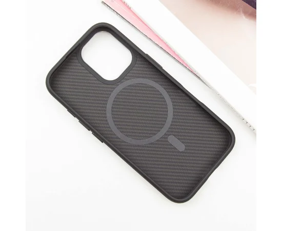 Чехол TPU+PC Carbon with MagSafe для Apple iPhone 16 Plus (6.7") Black