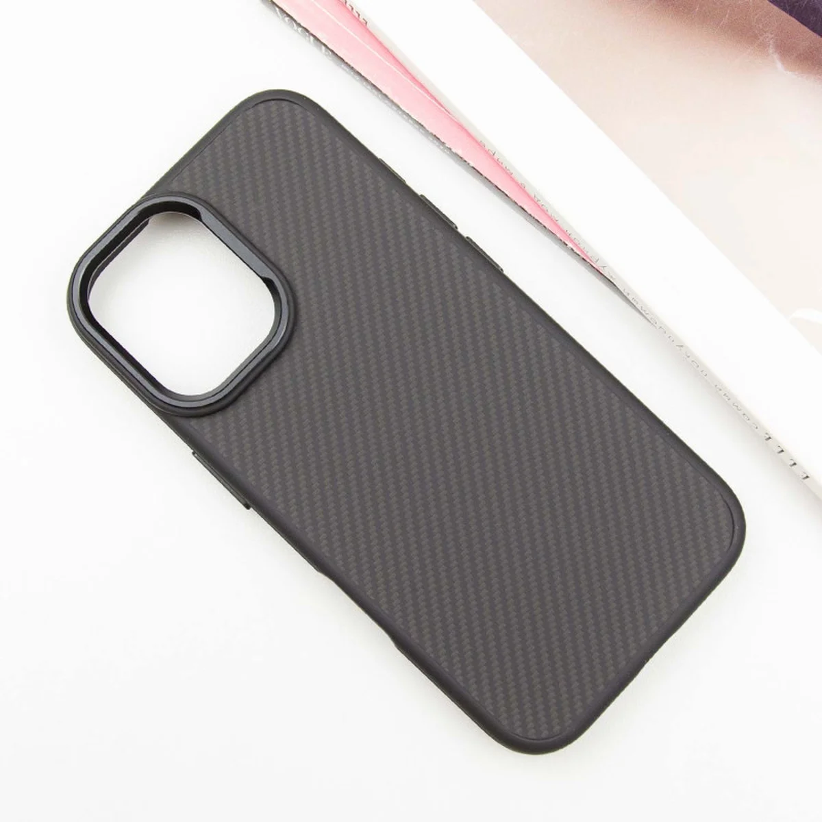 Чехол TPU+PC Carbon with MagSafe для Apple iPhone 16 Plus (6.7") Black