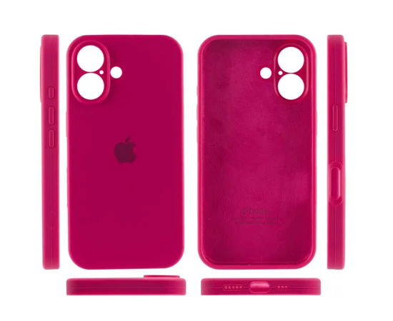 Чехол Silicone Case Full Camera Protective (AA) для Apple iPhone 16 Plus (6.7") Красный / Rose Red
