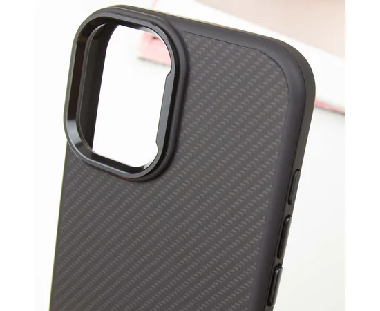 Чехол TPU+PC Carbon with MagSafe для Apple iPhone 16 Plus (6.7") Black