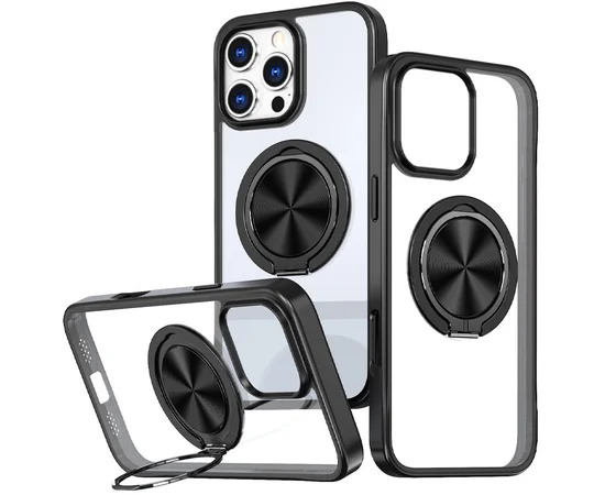 TPU+PC чехол Metal Ring with MagSafe для Apple iPhone 16 Pro Max (6.9") Черный