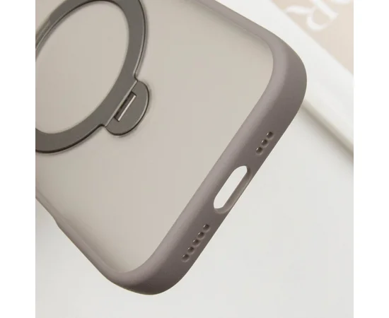 TPU+PC чехол Metal Buttons with MagSafe Colorful HQ Ring для Apple iPhone 16 Pro Max (6.9") Grey