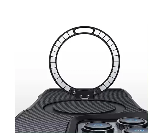 TPU+PC чохол Metal Buttons with MagSafe Carbon Ring для Apple iPhone 16 Pro Max (6.9") Чорний