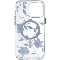TPU+PC чехол Clear Garden with MagSafe для Apple iPhone 16 Pro Max (6.9") Blue Blossom