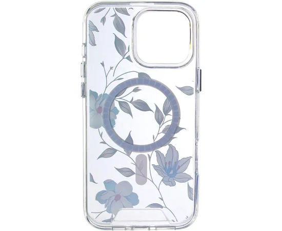 TPU+PC чехол Clear Garden with MagSafe для Apple iPhone 16 Pro Max (6.9") Blue Blossom