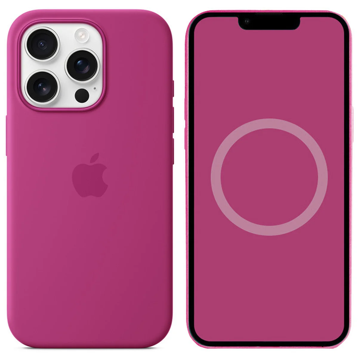 Чехол Silicone case (AAA) with Magsafe and Animation (button) для Apple iPhone 16 Pro Max (6.9") Fuchsia